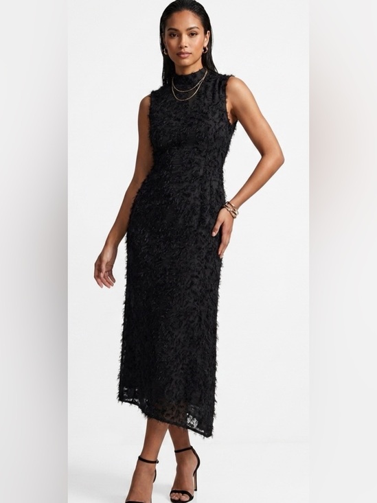 Zara Dresses & Skirts - ZARA Sleeveless Black Textured Midi Dress XS